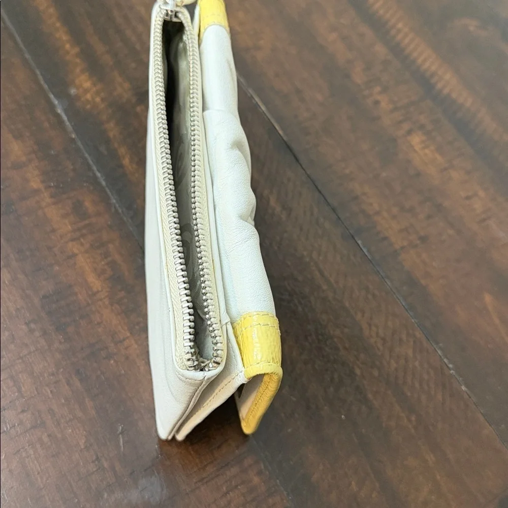 Brighton Yellow and White Clutch with Floral Details